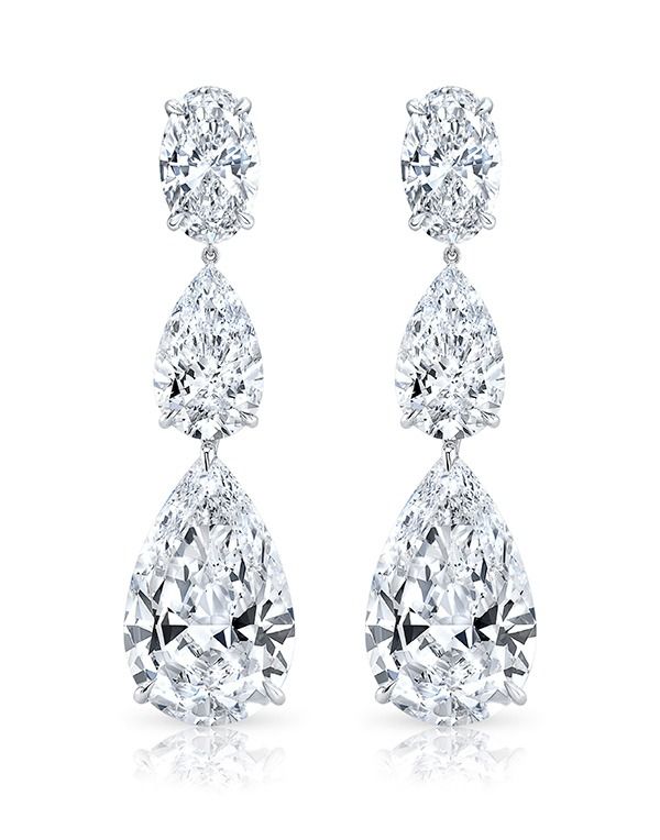 Pear Shape Diamond Earrings - Image 2
