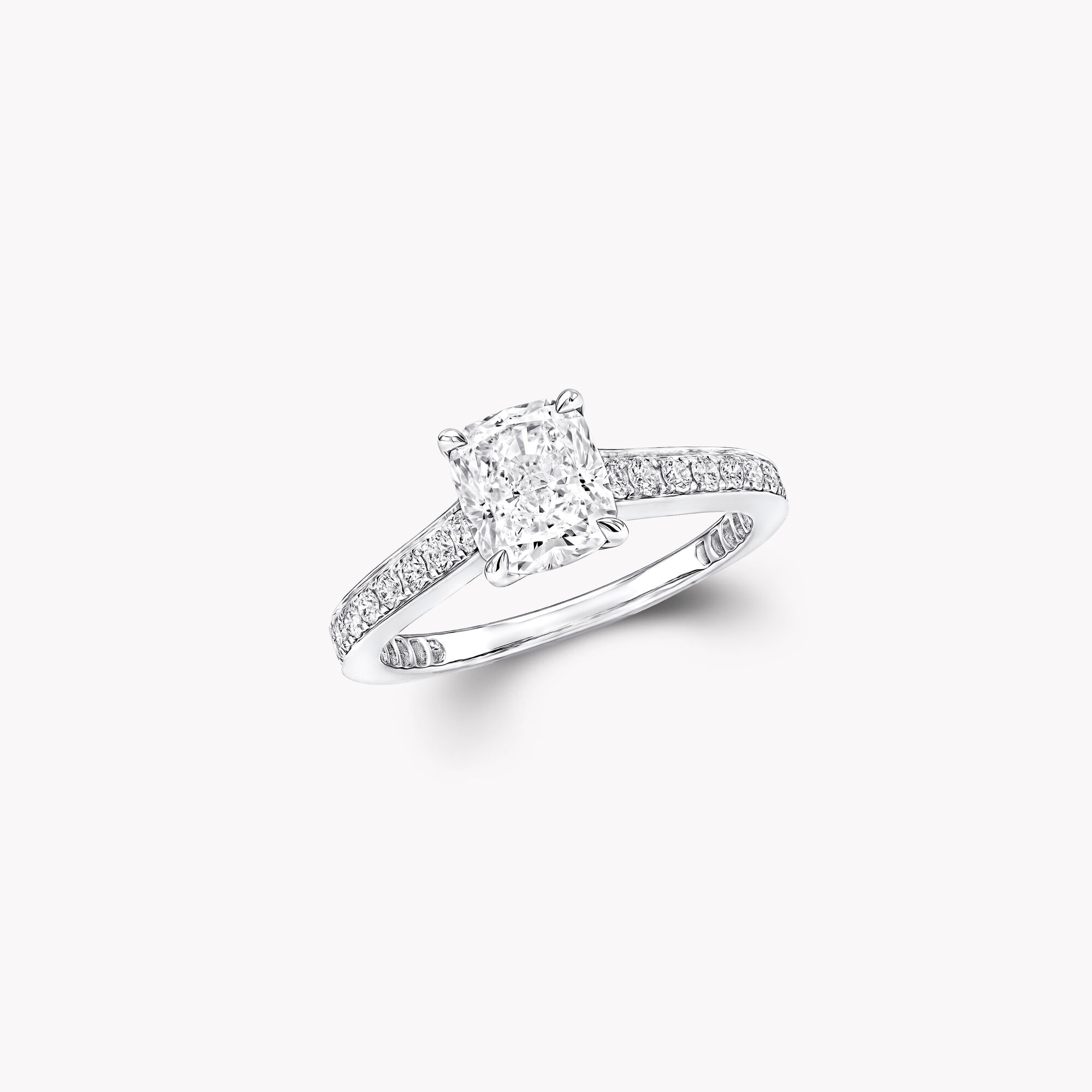 Flame Cushion Cut Diamond Engagement Ring