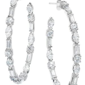 Round Diamond Large Hoop Earrings