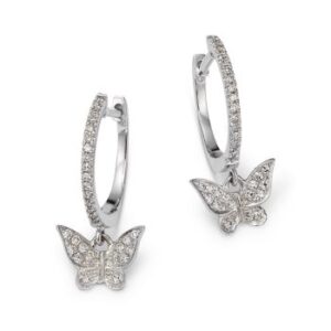 Butterfly Diamond Hoop Earrings