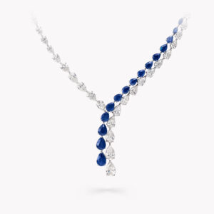 Pear Shape Sapphire and Diamond Cross-over Necklace