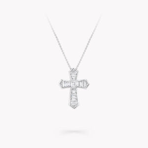 Baguette Cut Diamond Cross Pendant