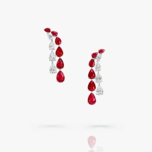 Pear Shape Ruby and Diamond Earrings