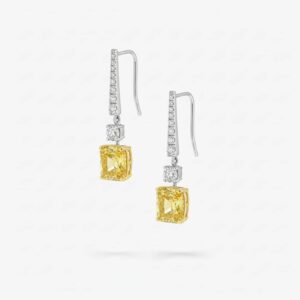 Radiant Cut Yellow Diamond Solitaire Earrings
