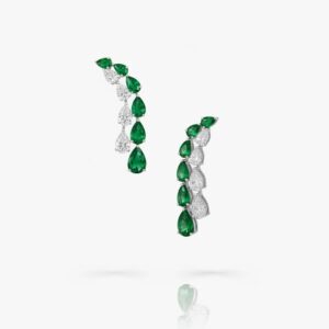 Pear Shape Emerald and Diamond Earrings