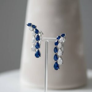 Pear Shape Sapphire and Diamond Earrings