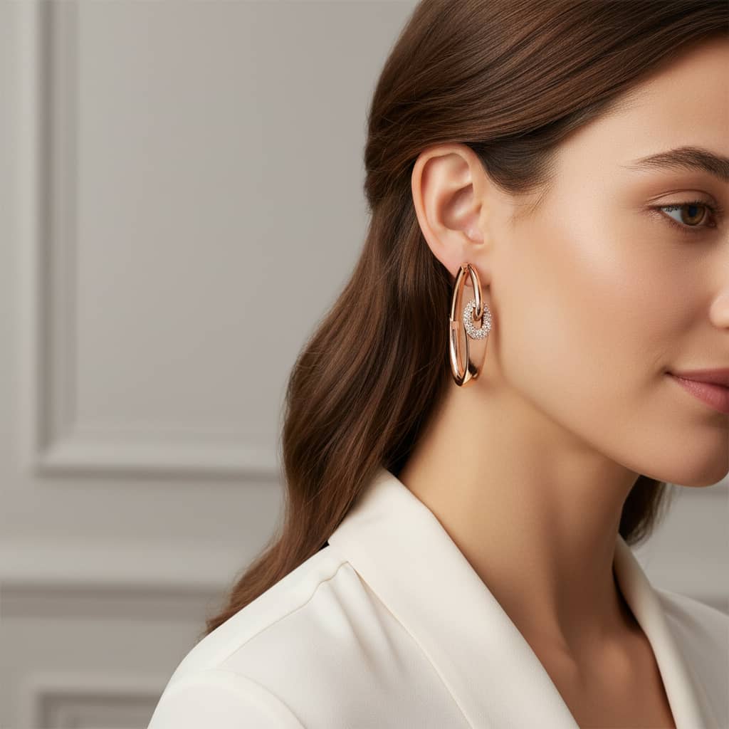 Be Together Diamond Hoop Earrings - Image 2