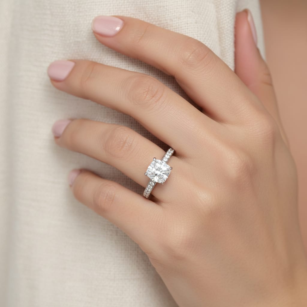 Flame Cushion Cut Diamond Engagement Ring - Image 2