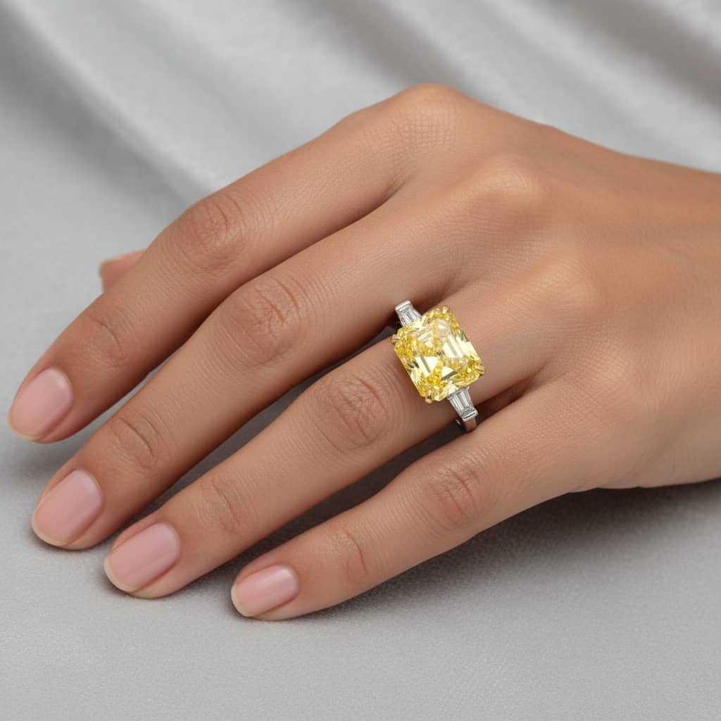 Promise Radiant Cut Yellow Diamond Engagement Ring - Image 2