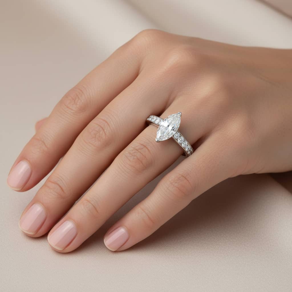 Promise Marquise Cut Diamond Engagement Ring - Image 2